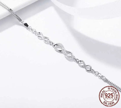 925 Sterling Silver Infinity Love Bracelet - TEA LU SHOP