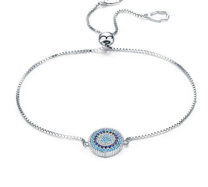 925 Sterling Silver Blue Evil Eye Bracelet - TEA LU SHOP