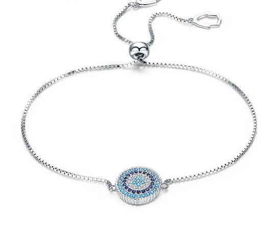 925 Sterling Silver Blue Evil Eye Bracelet - TEA LU SHOP