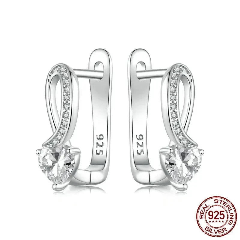 Heart CZ Hoop Earrings