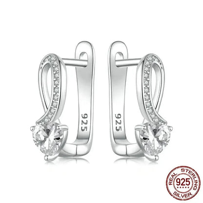 Heart CZ Hoop Earrings