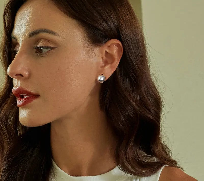 925 Sterling Silver Chunky Square Hoop Earrings - TEA LU SHOP