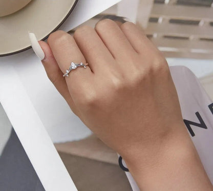925 Sterling Silver Water-Drop Shaped Zircon Ring - TEA LU SHOP