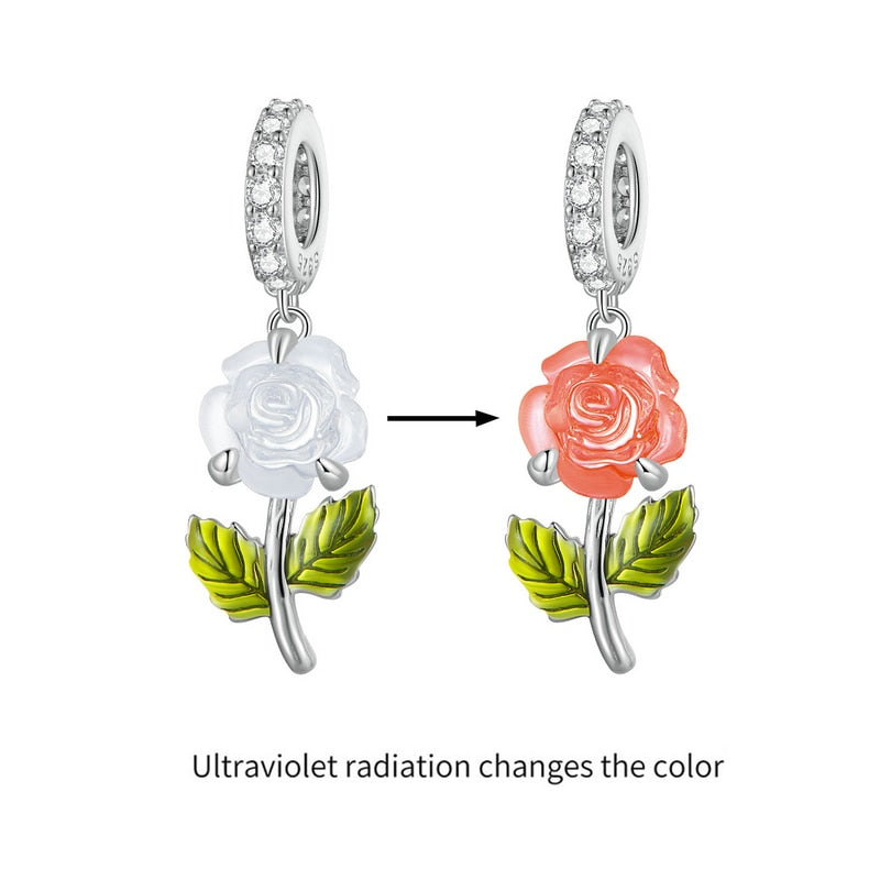 925 Sterling Silver Rose Flower Charms - TEA LU SHOP