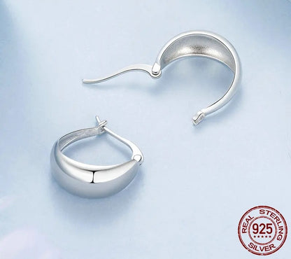 925 Sterling Silver Minimalist Open Hoop Earrings - TEA LU SHOP