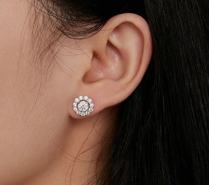 925 Sterling Silver Classic Moissanite Stud Earrings - TEA LU SHOP