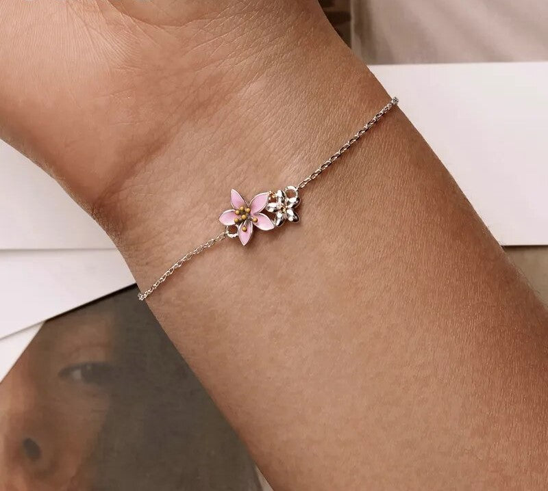 925 Sterling Silver Cherry Blossom Bracelet - TEA LU SHOP