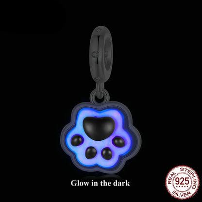 925 Sterling Silver Cute Pet Paws Charm