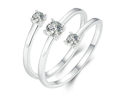 925 Sterling Silver Zircon Multi-layer Open Adjustable Ring - Shine Bright Store