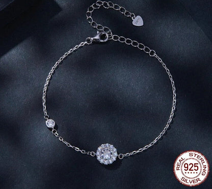 925 Sterling Silver Moissanite Bracelet - TEA LU SHOP