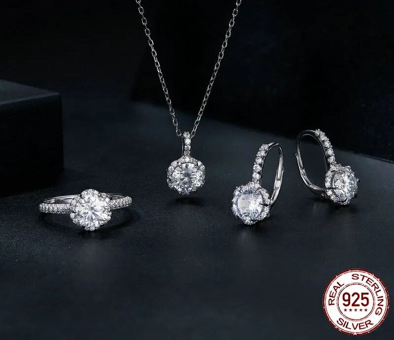 925 Sterling Silver Moissanite Hoop Earrings - TEA LU SHOP
