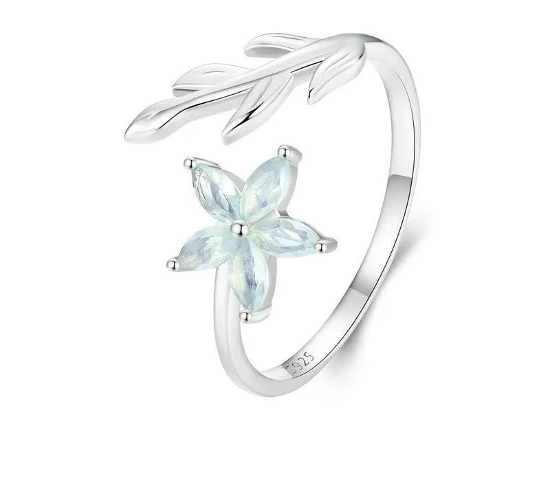 925 Sterling Silver Exquisite Flower Adjustable Open Ring - Shine Bright Store