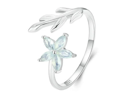 925 Sterling Silver Exquisite Flower Adjustable Open Ring - Shine Bright Store