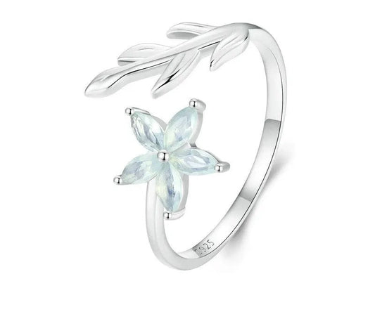 925 Sterling Silver Exquisite Flower Adjustable Open Ring - Shine Bright Store