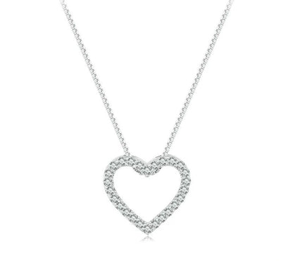 925 Sterling Silver Minimalist Moissanite Heart Necklace - TEA LU SHOP