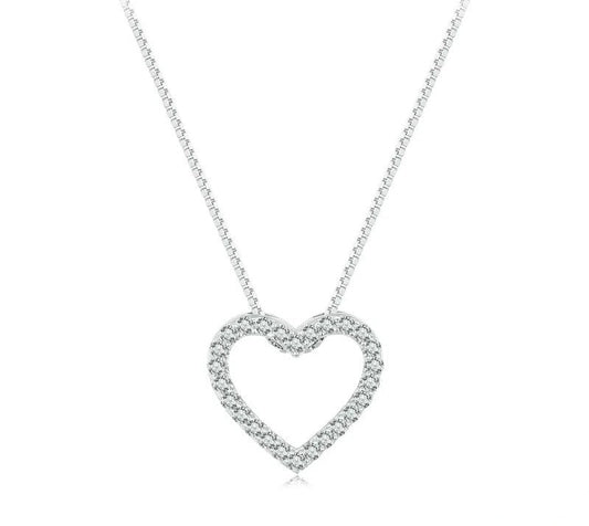 925 Sterling Silver Minimalist Moissanite Heart Necklace - TEA LU SHOP