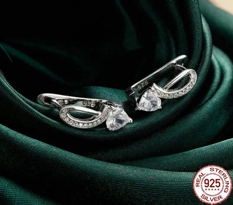 Heart CZ Hoop Earrings