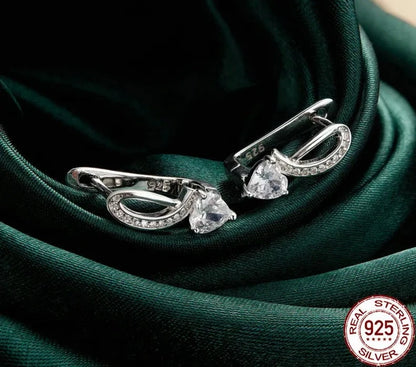 Heart CZ Hoop Earrings