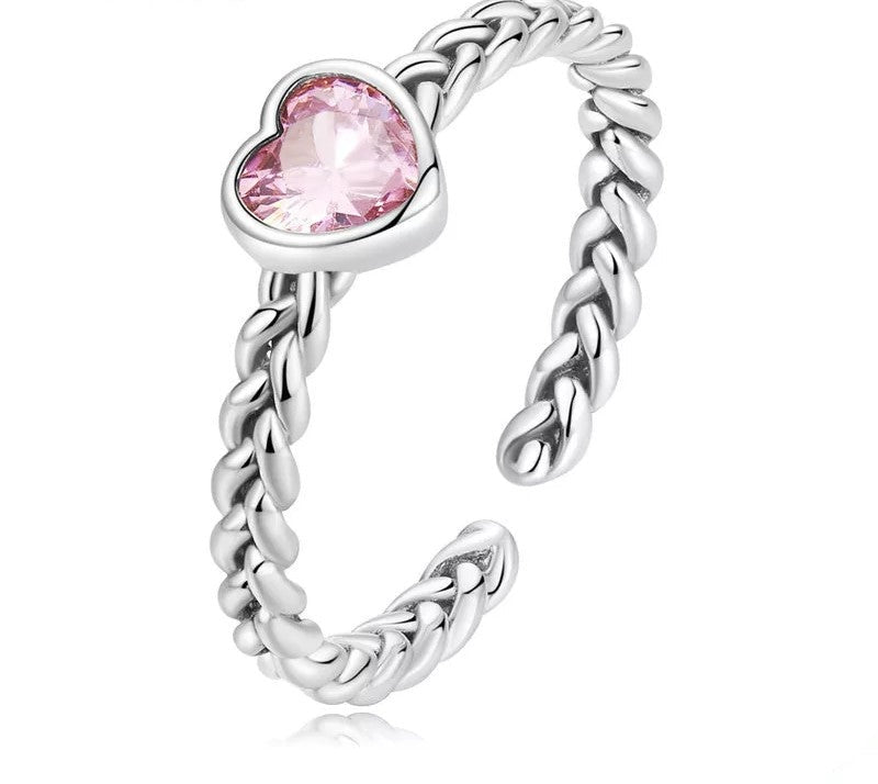 925 Sterling Silver Texture Twisted Heart Ring - TEA LU SHOP