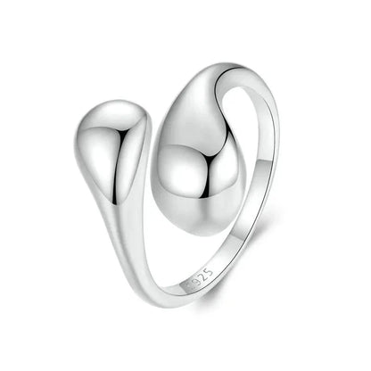 925 Sterling Silver Adjustable Water Drop Ring