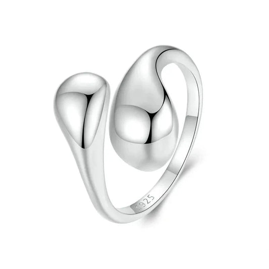 925 Sterling Silver Adjustable Water Drop Ring