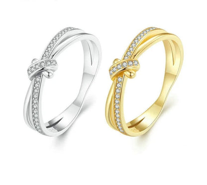 925 Sterling Silver Double Layer Knot Ring - TEA LU SHOP