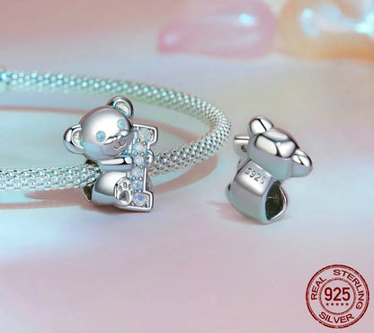 925 Sterling Silver Cute Bear Charms "I love U" - Shine Bright Store