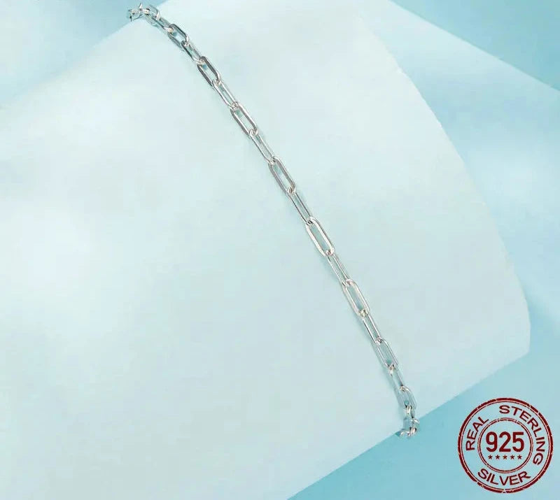 925 Sterling Silver Square Chain Bracelet