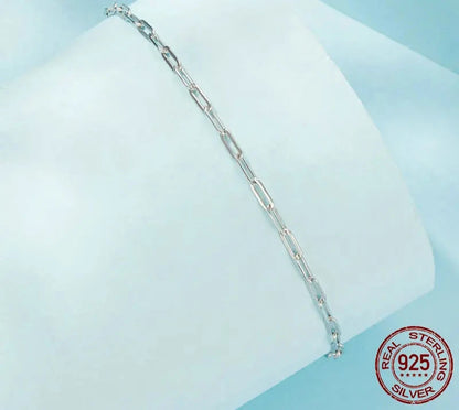 925 Sterling Silver Square Chain Bracelet
