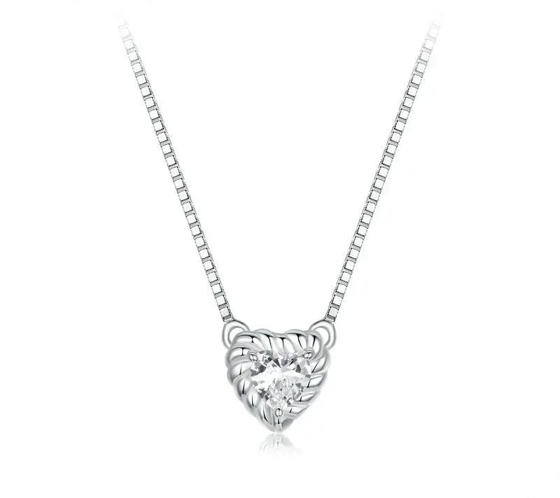 925 Sterling Silver Heart-Shaped Moissanite Necklace - Shine Bright Store