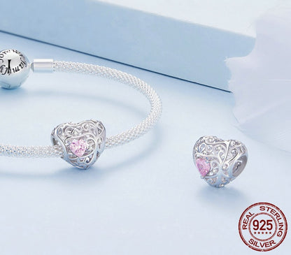 925 Sterling Silver Love Heart Charms - TEA LU SHOP