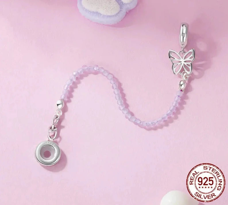 925 Sterling Silver Butterfly Safety Chain