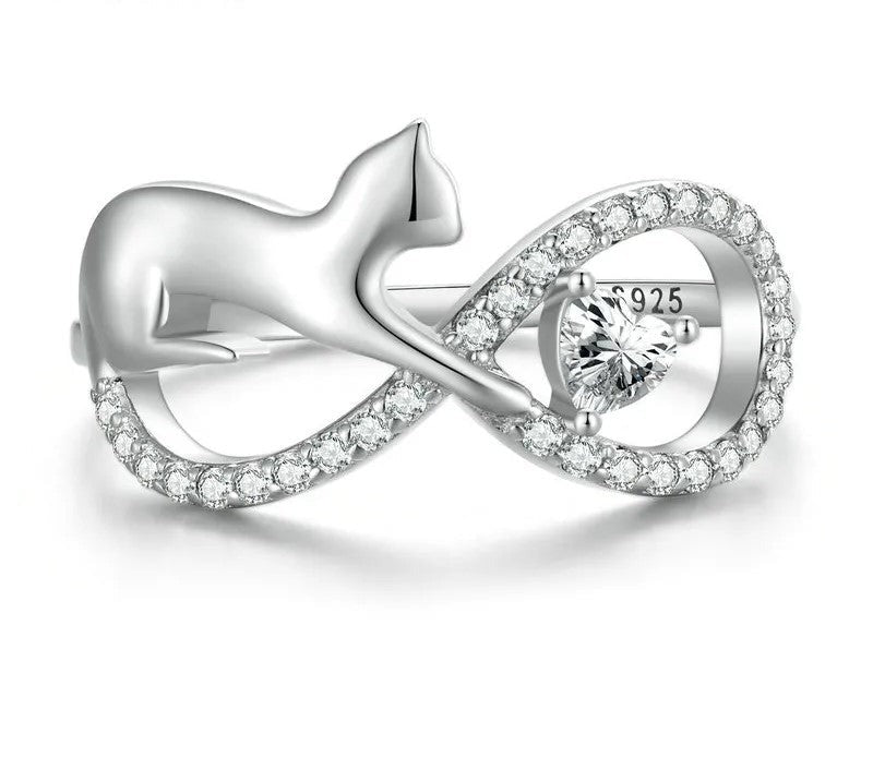 925 Sterling Silver Cute Cat Ring - TEA LU SHOP