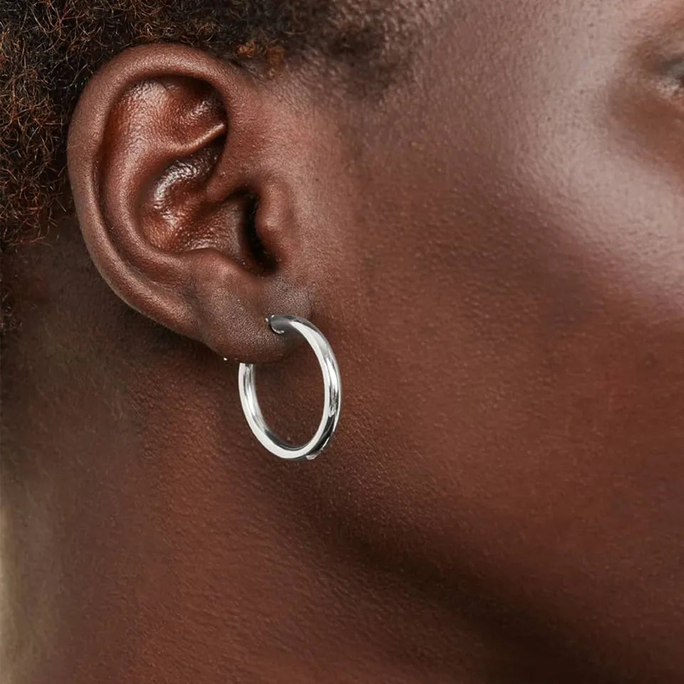 925 Sterling Silver Classic Hypoallergenic Hoop Earrings - TEA LU SHOP