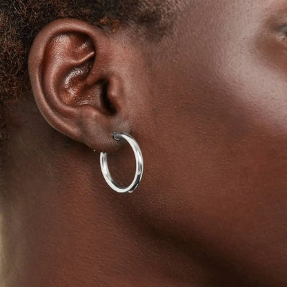 925 Sterling Silver Classic Hypoallergenic Hoop Earrings - TEA LU SHOP