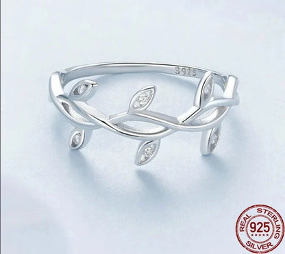 925 Sterling Silver Leaf Finger Ring