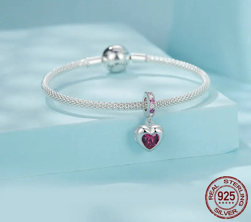 925 Sterling Silver Zircon Love Heart Charm for Bracelet and Necklace - Shine Bright Store