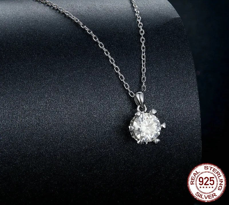 925 Sterling Silver Moissanite Necklace - TEA LU SHOP