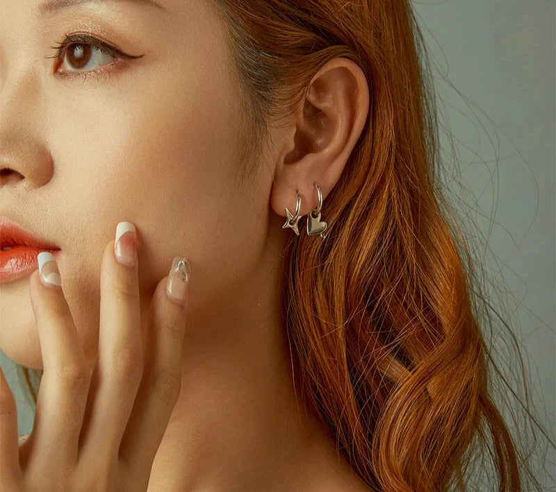 925 Sterling Silver Heart Hoop Earrings