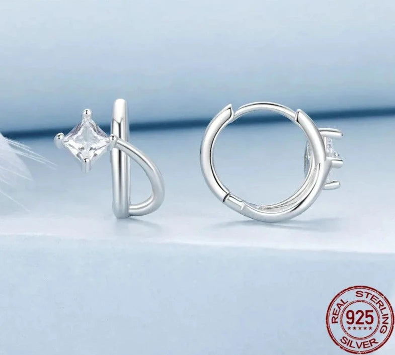 Dainty Double-layer Square Zircon Earrings