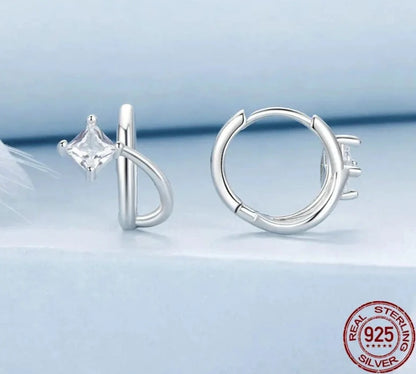 Dainty Double-layer Square Zircon Earrings