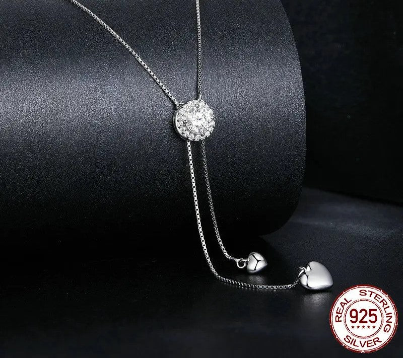 925 Sterling Silver Lariat Minimalist Moissanite Necklace - Shine Bright Store