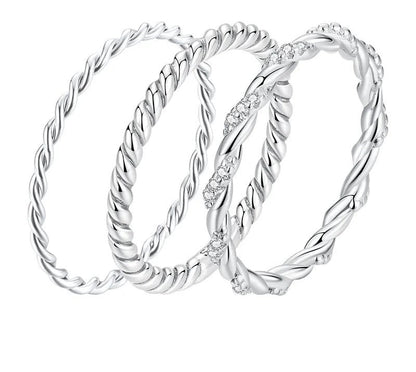 925 Sterling Silver Twisted Stackable Ring - TEA LU SHOP