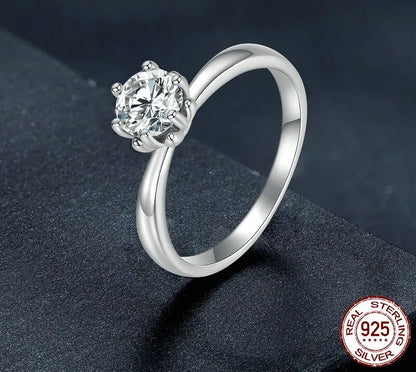 925 Sterling Silver Moissanite Ring - TEA LU SHOP
