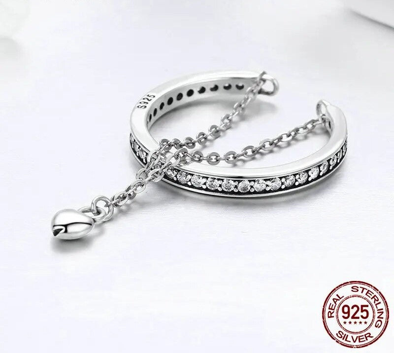 925 Sterling Silver Stackable Clear CZ Heart Ring - TEA LU SHOP