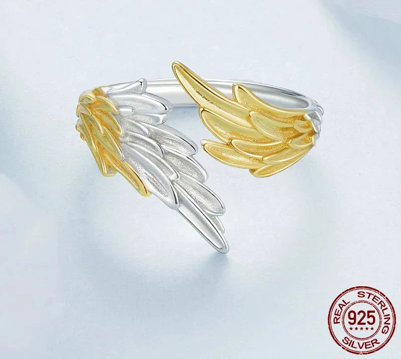925 Sterling Silver Angel Wing Ring