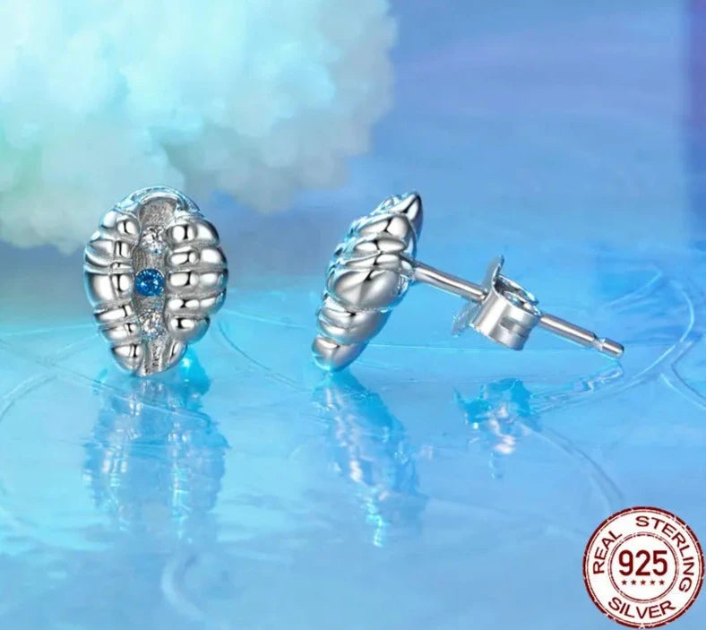925 Sterling Silver Tiny Shell Earrings Studs