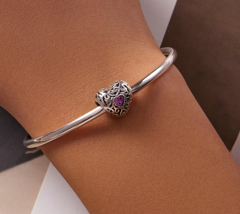 925 Sterling Silver Love Heart Charms - TEA LU SHOP