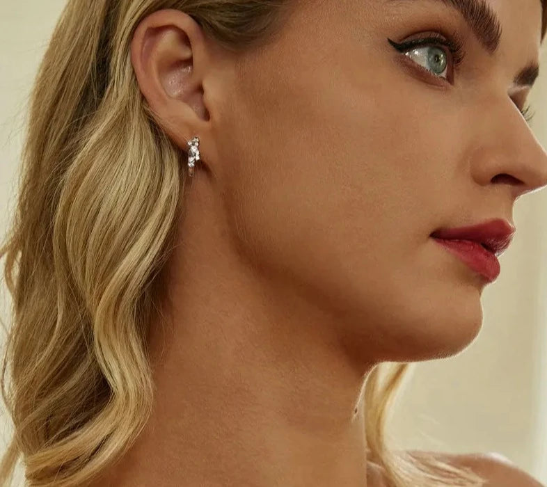 925 Sterling Silver Shiny Starry Ear Buckles