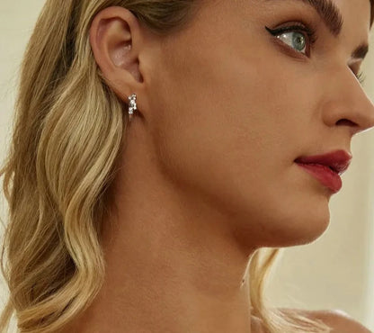 925 Sterling Silver Shiny Starry Ear Buckles